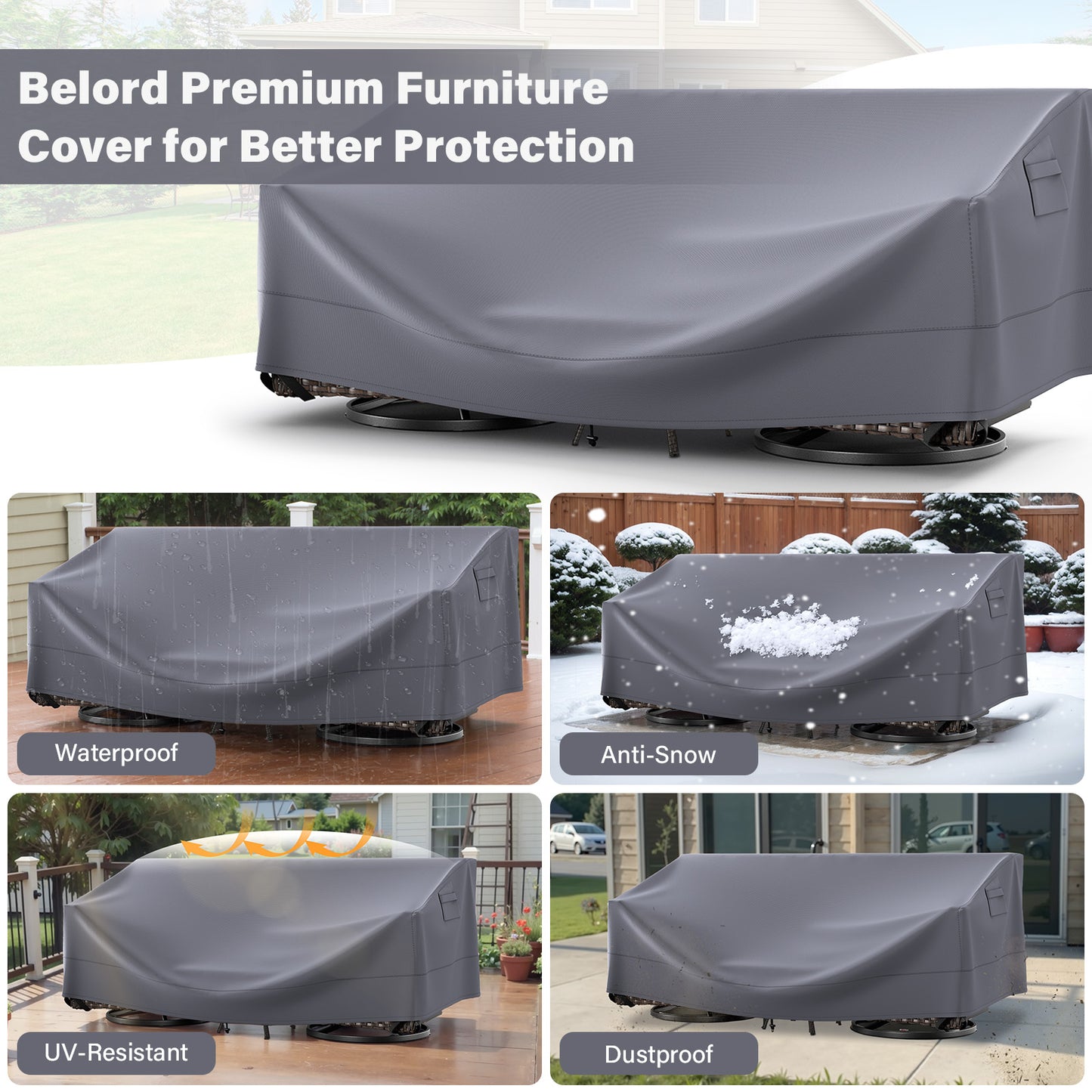 Patio Furniture Covers, 90 Inch L x68 Inch W x 28 Inch H