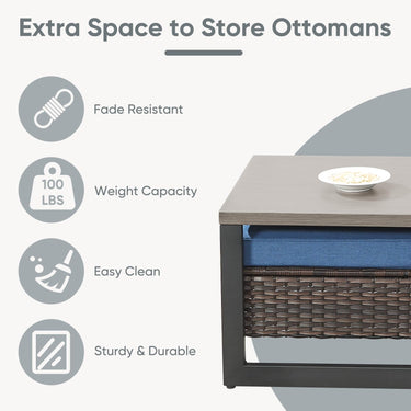 48" Outdoor Metal Coffee Table – Heat-Resistant, Rust-Proof & Hidden Storage, GRS Series - Belord