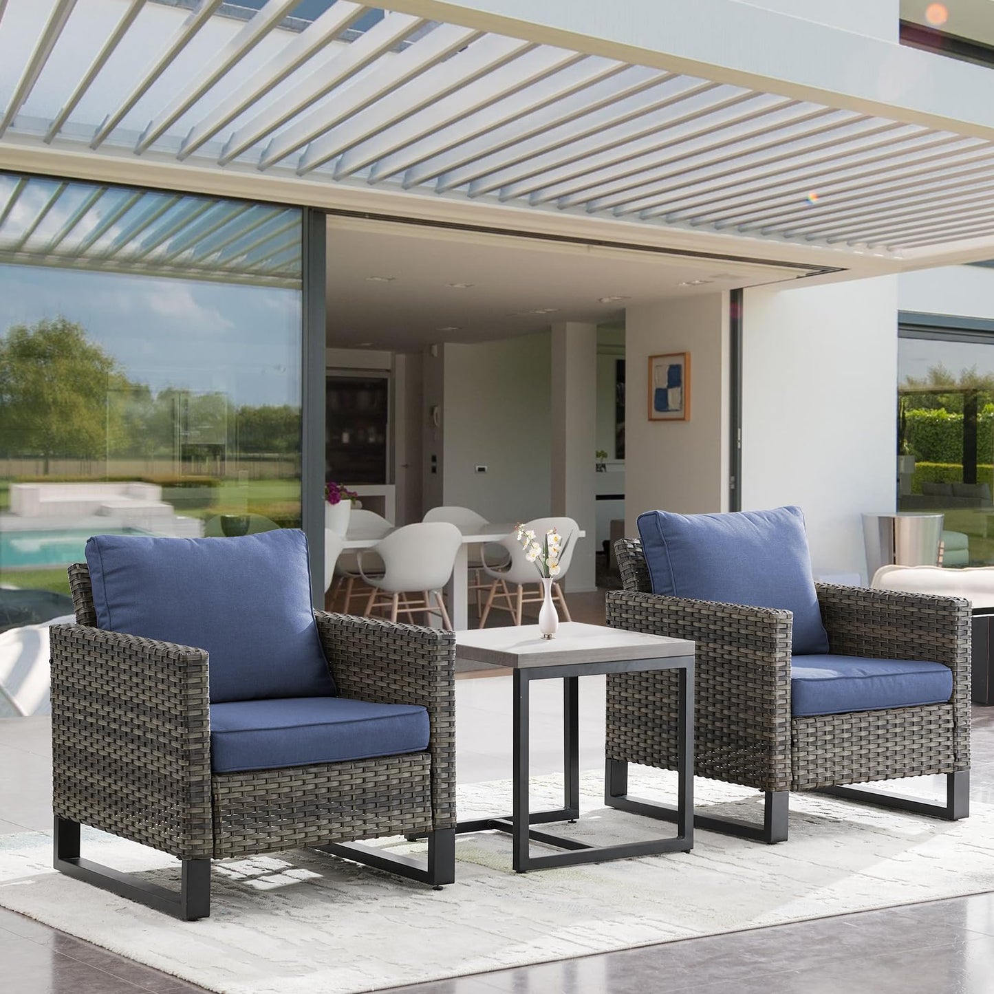 50 Lbs Rust-Resistant Metal Patio Side Table - Modern Square Design, GRS Series