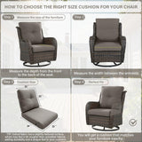 Outdoor Furniture Cushions with Removable Covers - Set of 6 (3 Seat & 3 Back) 22x24x4 Inch Patio Pillows - Belord