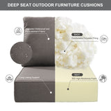 2 Set Outdoor Cushion, High Back and Deep Seating, 6" H x 24" W x 24" D - Belord