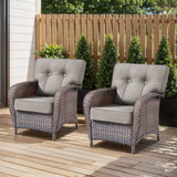 HD image of two Belord outdoor patio chairs with wide T-back design from the T Series, perfect for conversation sets.