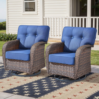 Belord 2-piece outdoor swivel patio chairs with wide T-back design, ideal for outdoor conversation sets.