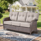 Belord T-Series 3-seater patio sofa with high-density 5-inch cushions, T-back design, perfect for outdoor conversation sets.