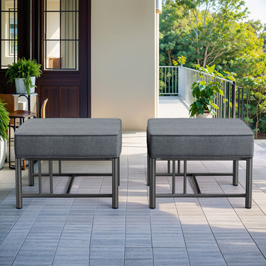 Belord BINGLI outdoor ottomans set of 2 with 300LB capacity and 5-inch cushions, ideal for patio or garden seating.