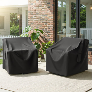 Belord patio chair covers 2-pack, waterproof 600D fabric with mesh vents, fits chairs up to 35.4 inches wide.