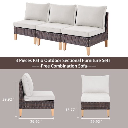 Save 70% - 3-Piece ModularSofa Wicker Outdoor | BLOC Series