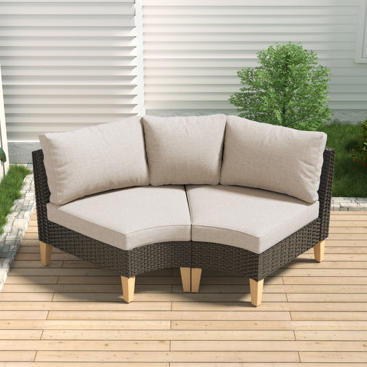 Save 70% - BLOC Series | 2-Piece Curved Outdoor Sofa – Modular PE Wicker Set