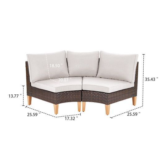 Save 70% - BLOC Series | 2-Piece Curved Outdoor Sofa – Modular PE Wicker Set