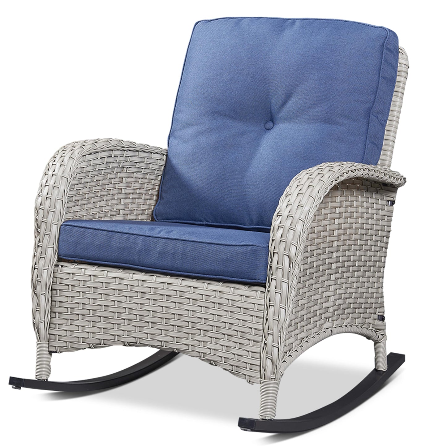 Patio Single PE Wicker Rocking Chair with Thick Cushions, NDS Series