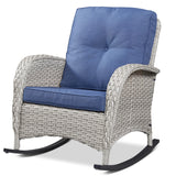 Patio Single PE Wicker Rocking Chair with Thick Cushions, NDS Series - Belord