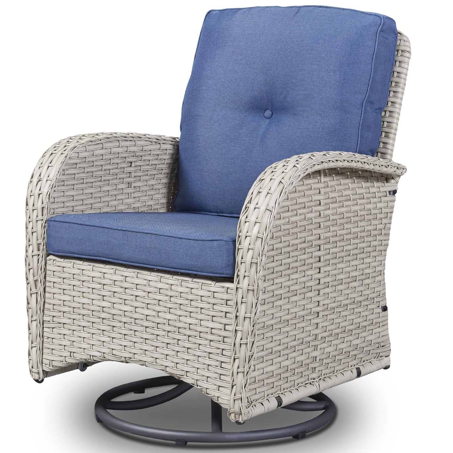Patio Single PE Wicker Swivel Glider Chair with Thick Cushions, NDS Series