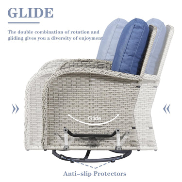 Patio Single PE Wicker Swivel Glider Chair with Thick Cushions, NDS Series - Belord