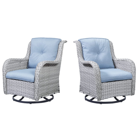 Save 50% - Outdoor 2PC PE Rattan Swivel Glider Chairs, NTC Series