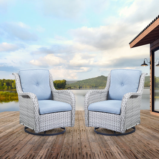 Save 50% - Outdoor 2PC PE Rattan Swivel Glider Chairs, NTC Series