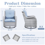 Outdoor 2PC PE Rattan Swivel Glider Chairs, NTC Series - Belord