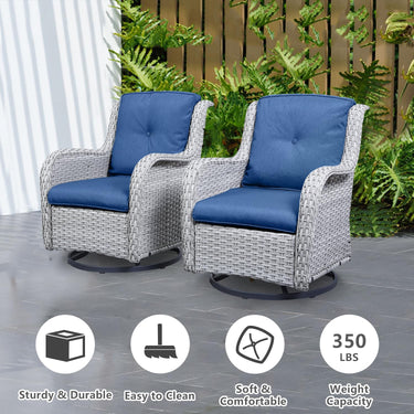 Outdoor 2PC PE Rattan Swivel Glider Chairs, NTC Series - Belord