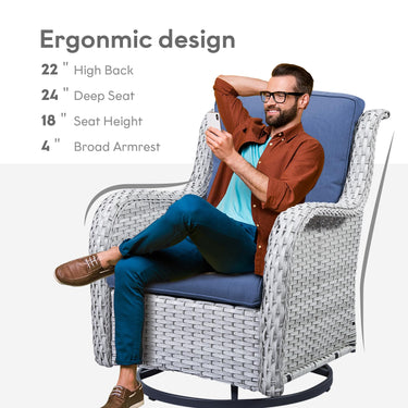 Outdoor 2PC PE Rattan Swivel Glider Chairs, NTC Series - Belord