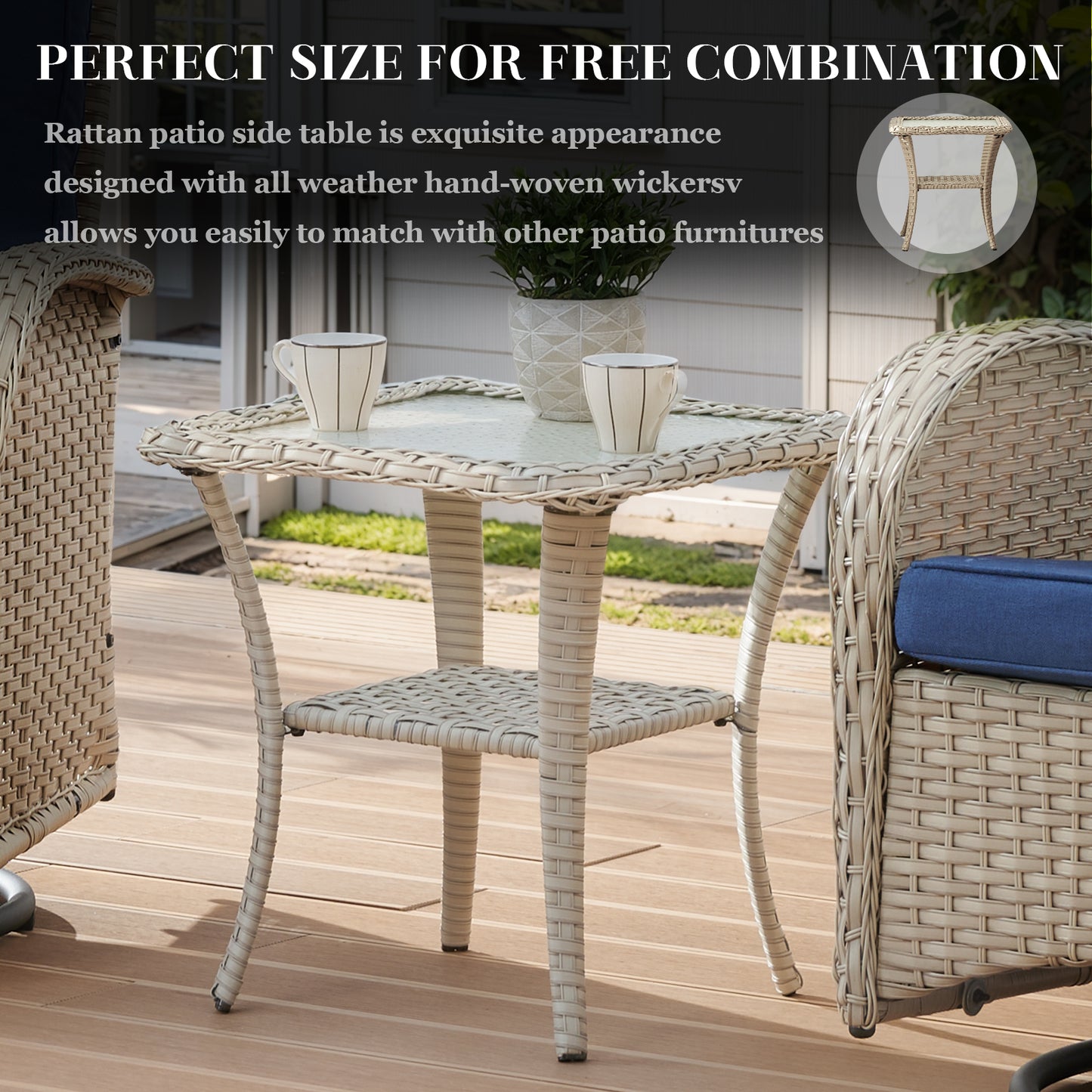 Patio Conversation Set 7-Piece with Loveseat, Rocking Chairs, Patio Chairs, Coffee Table, and Side Table, NDS Series