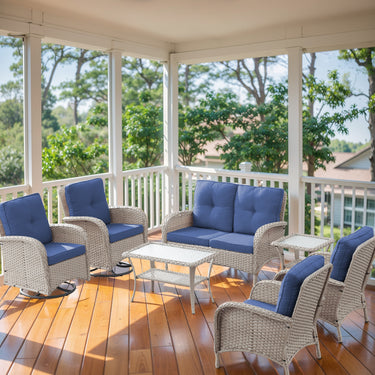 Patio Conversation Set 7-Piece with Loveseat, Swivel Glider Chairs, Patio Chairs, Coffee Table, and Side Table, NDS Series - Belord