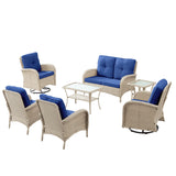 Patio Conversation Set 7-Piece with Loveseat, Swivel Glider Chairs, Patio Chairs, Coffee Table, and Side Table, NDS Series - Belord