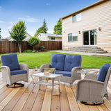 Patio Conversation Set 5-Piece with Loveseat, Swivel Glider Chairs, Coffee Table, and Side Table, NDS Series - Belord