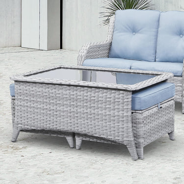 Outdoor PE Rattan Coffee Table with Tempered Glass Top, NTC Series - Belord
