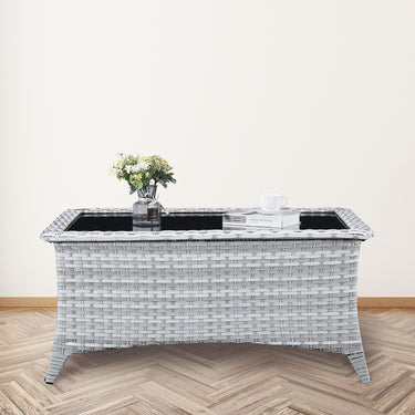 Outdoor PE Rattan Coffee Table with Tempered Glass Top, NTC Series - Belord