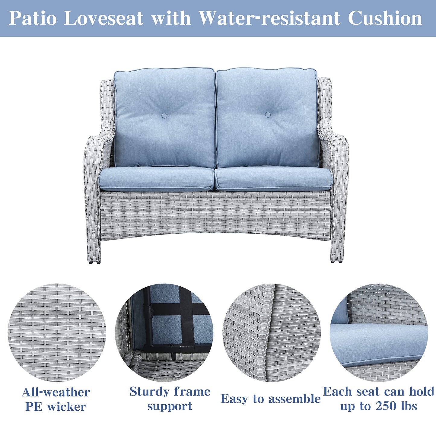 Save 50% - Outdoor PE Rattan Loveseat, NTC Series