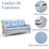 Patio Conversation Set 6-Piece with Sofa, Swivel Glider Chairs, Coffee Table, and Ottoman, NTC Series - Belord