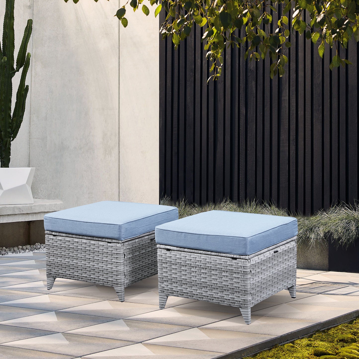 Outdoor PE Rattan Ottoman, NTC Series