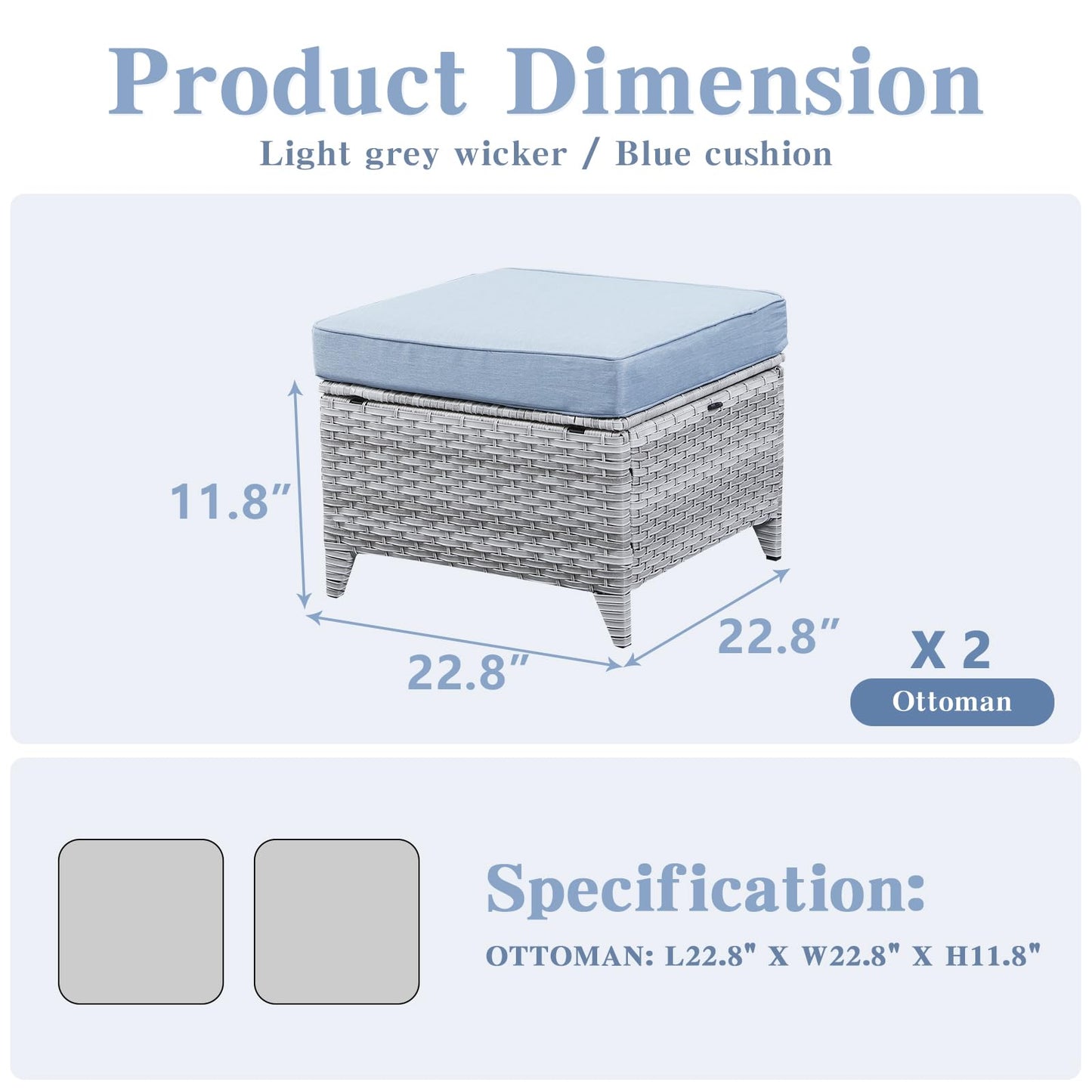 Outdoor PE Rattan Ottoman, NTC Series