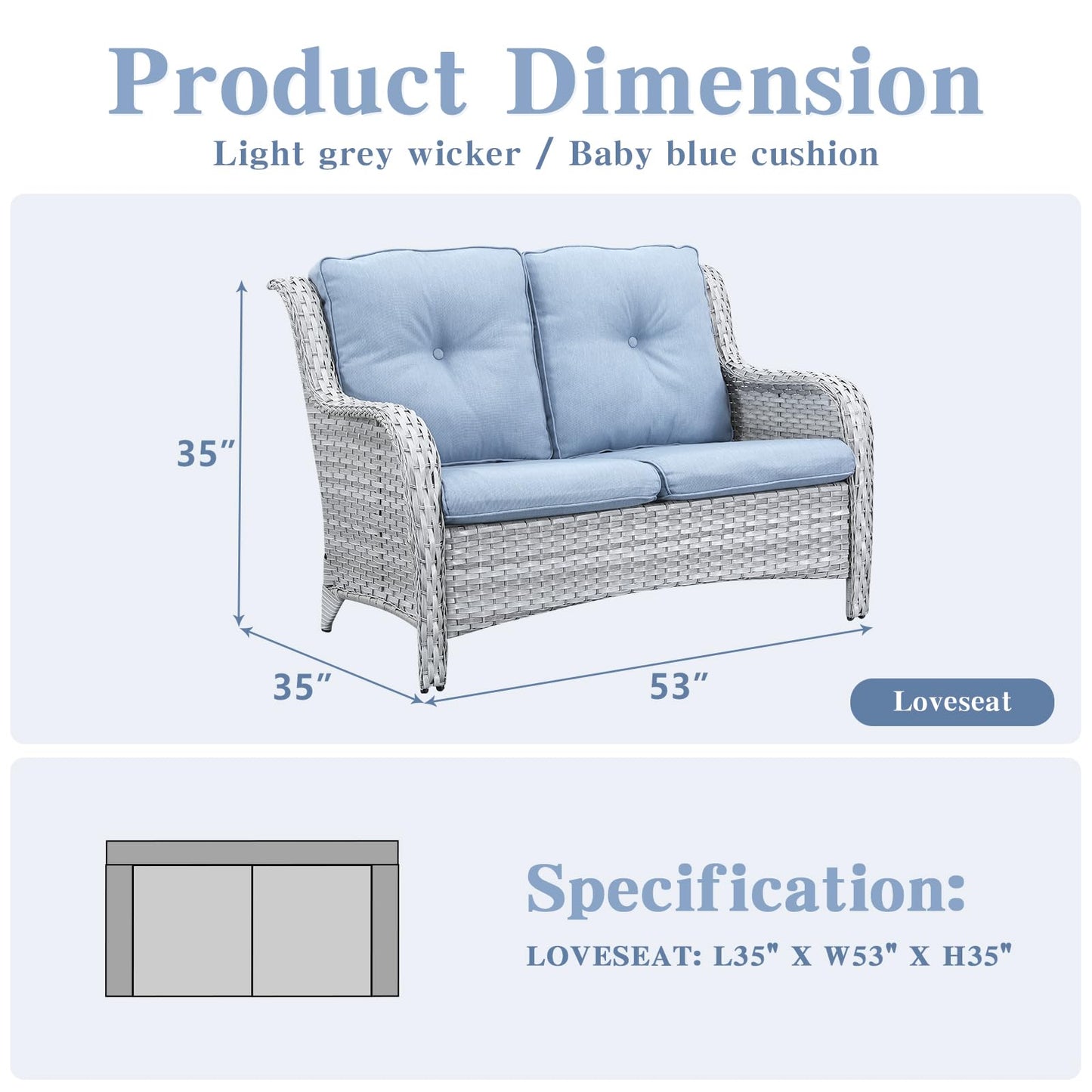 Save 50% - Outdoor PE Rattan Loveseat, NTC Series