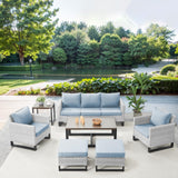 Patio Conversation Set 7-Piece with Sofa, Patio Chairs, Coffee Table, Side Table, and Ottoman, GRS Series - Belord
