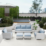 Patio Conversation Set 5-Piece with Sofa, Swivel Glider Chairs, and Ottoman, GRS Series - Belord