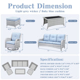 Patio Conversation Set 6-Piece with Sofa, Swivel Glider Chairs, Coffee Table, and Ottoman, NTC Series - Belord