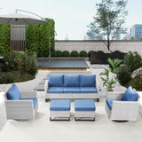Patio Conversation Set 5-Piece with Sofa, Swivel Glider Chairs, and Ottoman, GRS Series - Belord