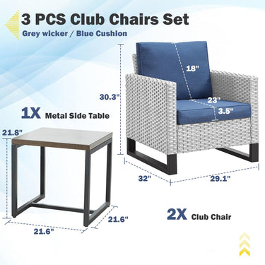 Patio Chairs Set with Side Table, GRS Series - Belord