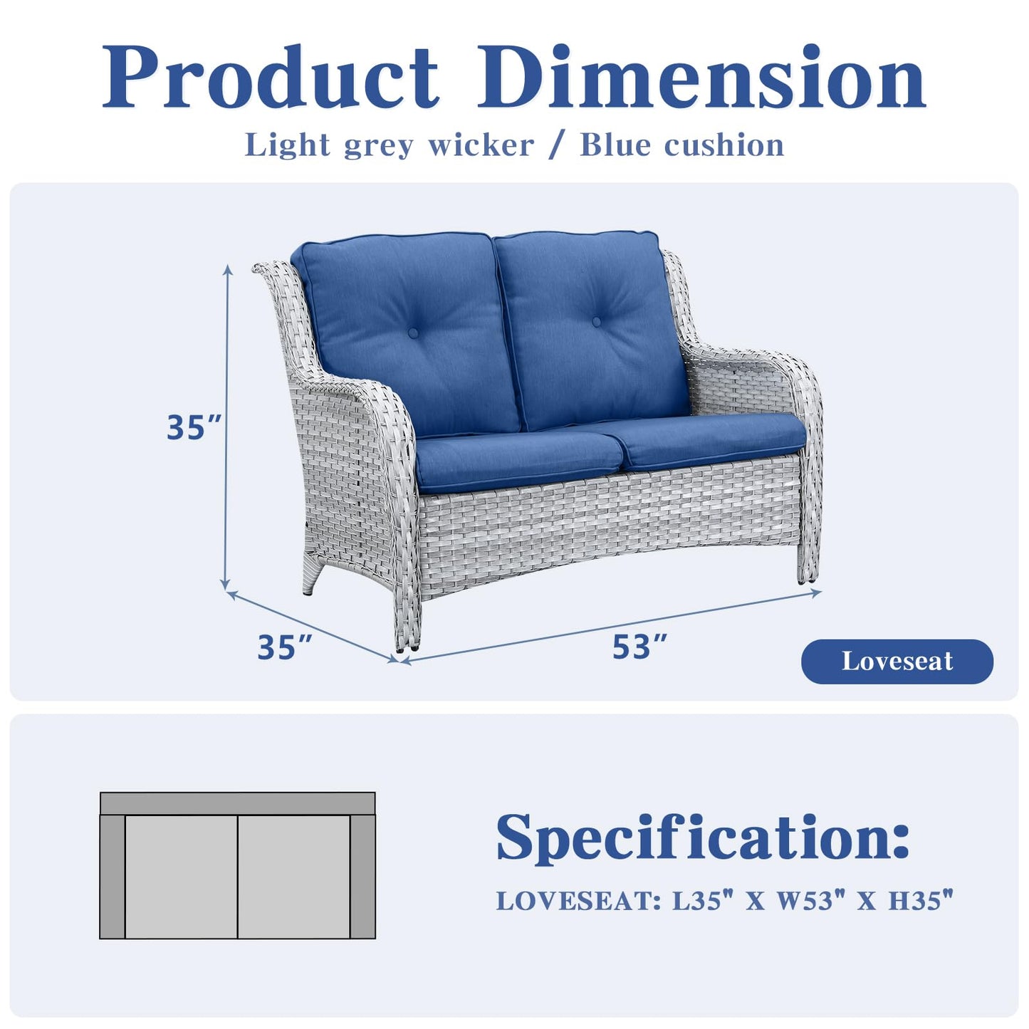 Save 50% - Outdoor PE Rattan Loveseat, NTC Series