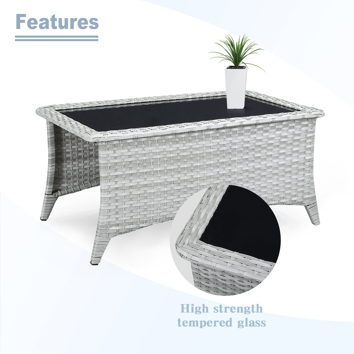 Patio Conversation Set 6-Piece with Sofa, 2-Swivel Glider Chairs, Coffee Table, and 2-Ottoman, NTC Series - B2B Wholesale