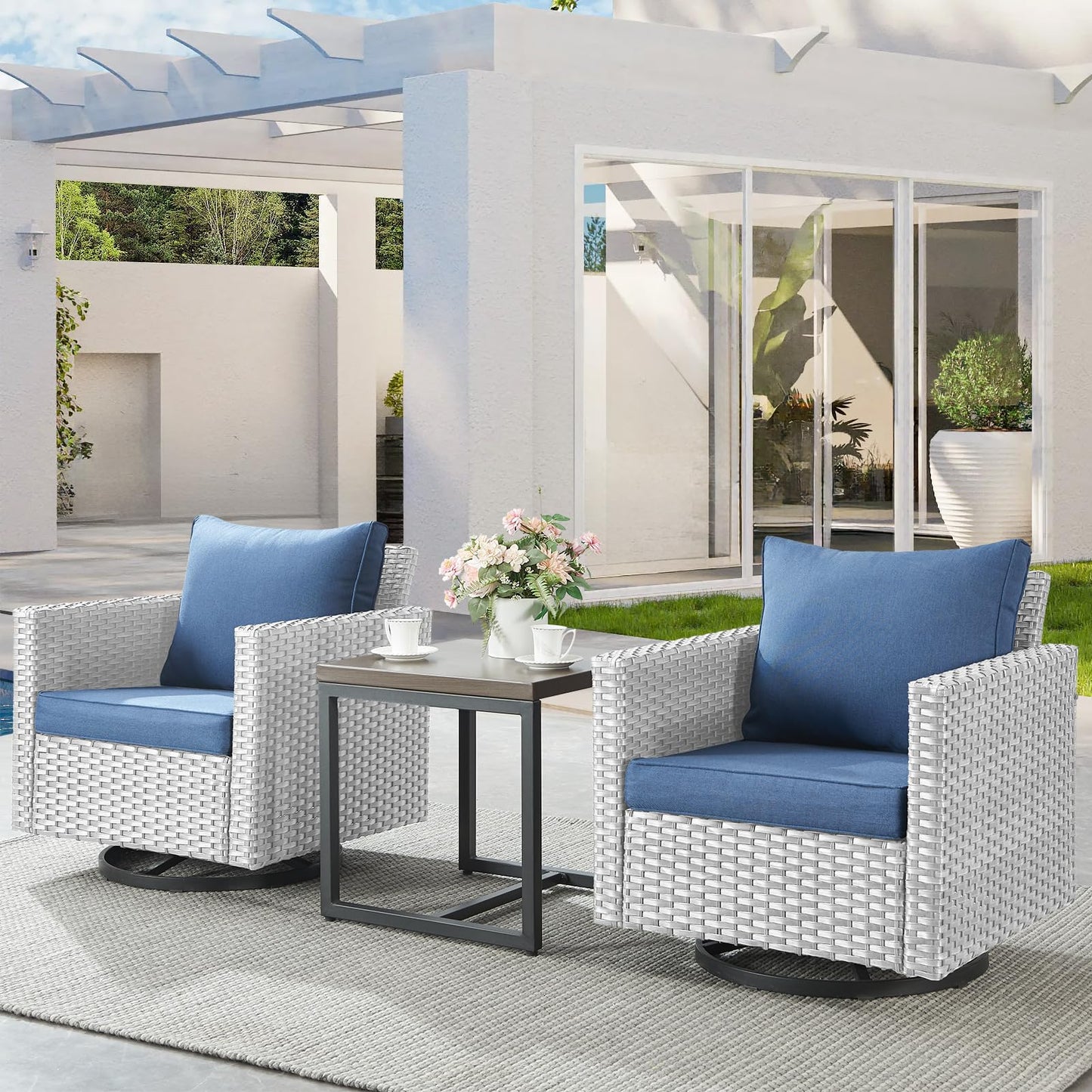 Swivel Glider Chairs Set with Side Table, GRS Series