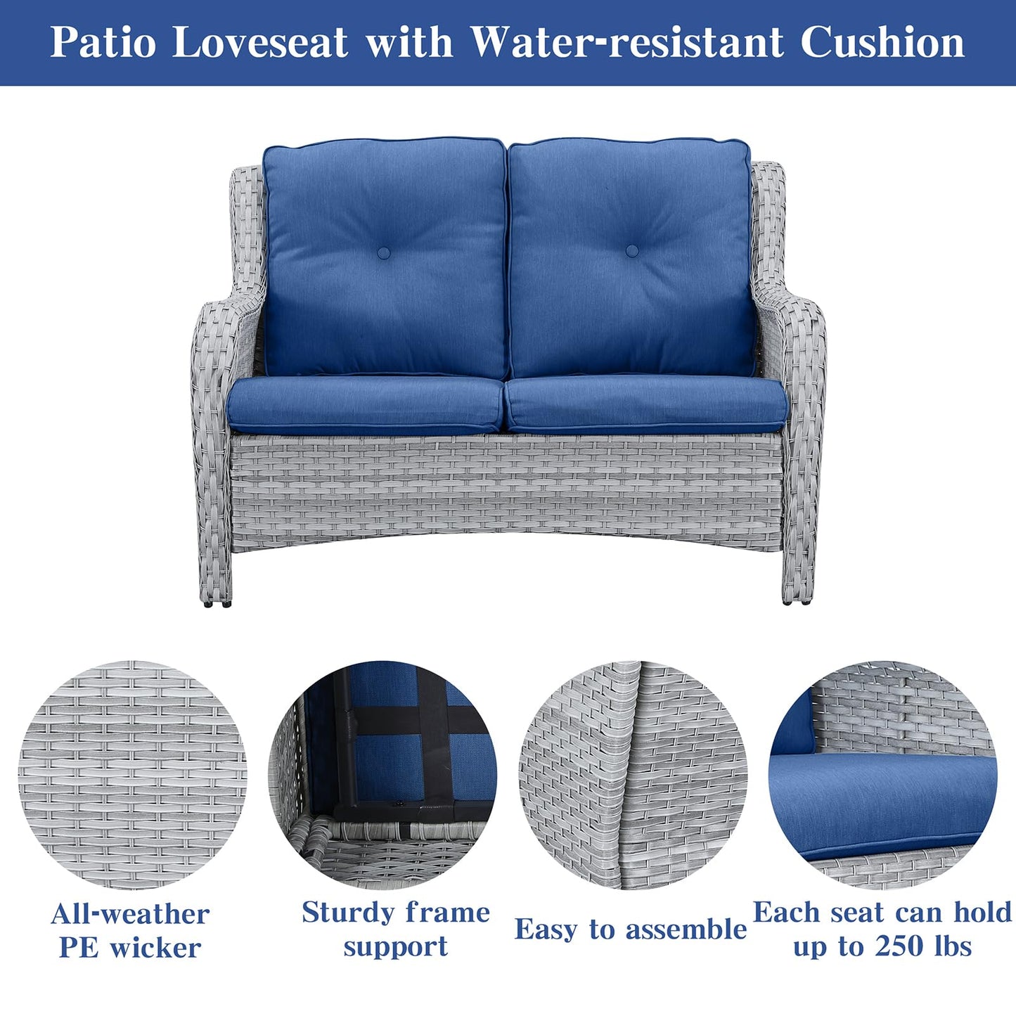 Save 50% - Outdoor PE Rattan Loveseat, NTC Series