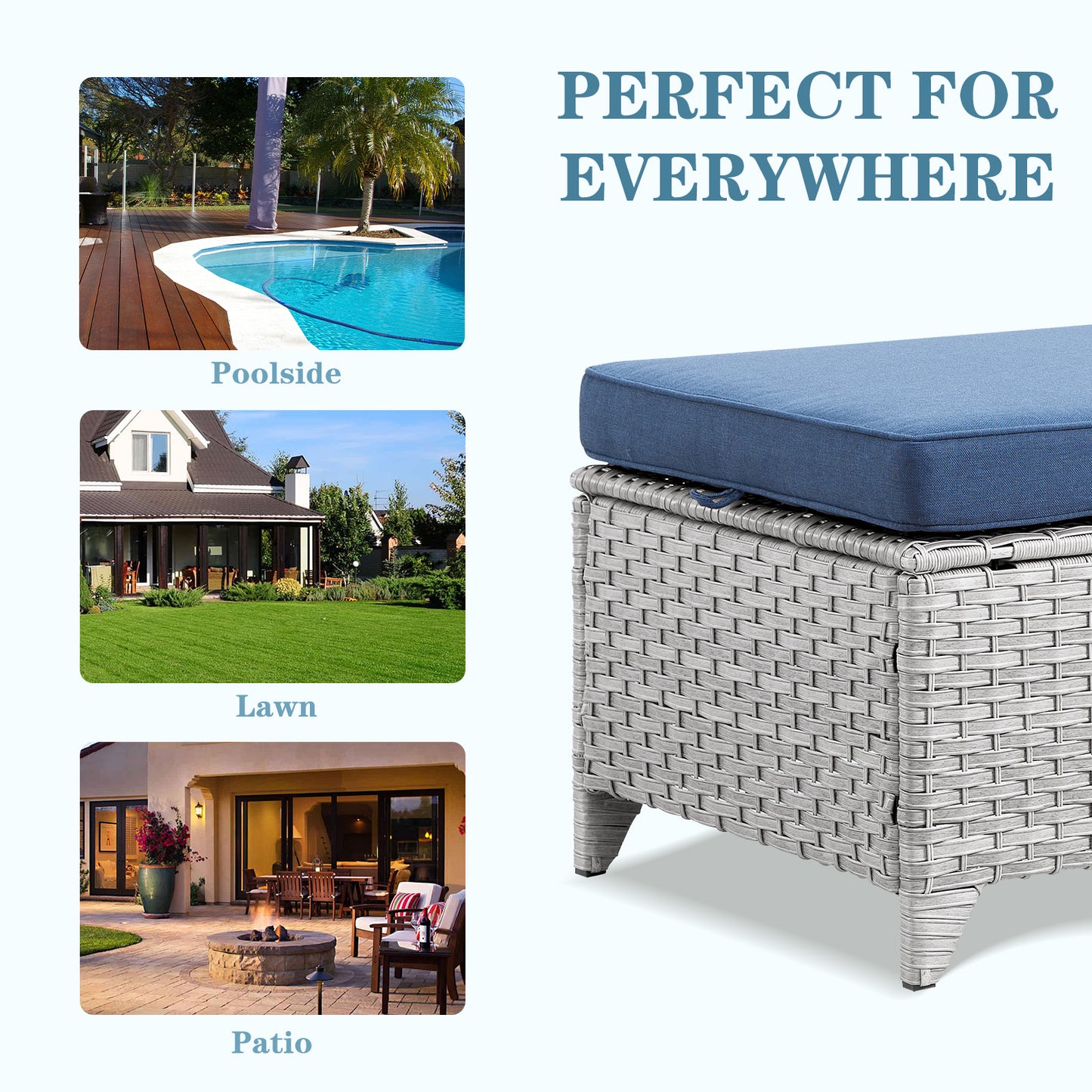 Outdoor PE Rattan Ottoman, NTC Series
