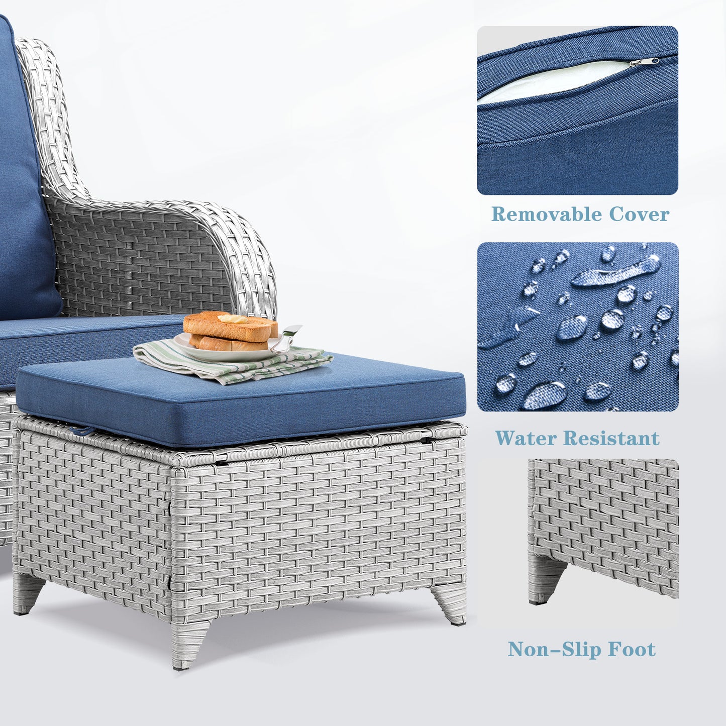 Outdoor PE Rattan Ottoman, NTC Series