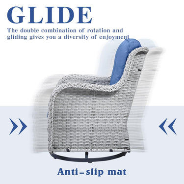 Swivel Glider Chairs Set with Side Table, NTC Series - Belord