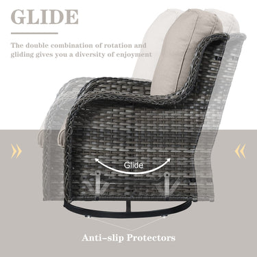 Save 60% - Outdoor 2PC PE Rattan Swivel Glider Chairs, NTC Series - Belord