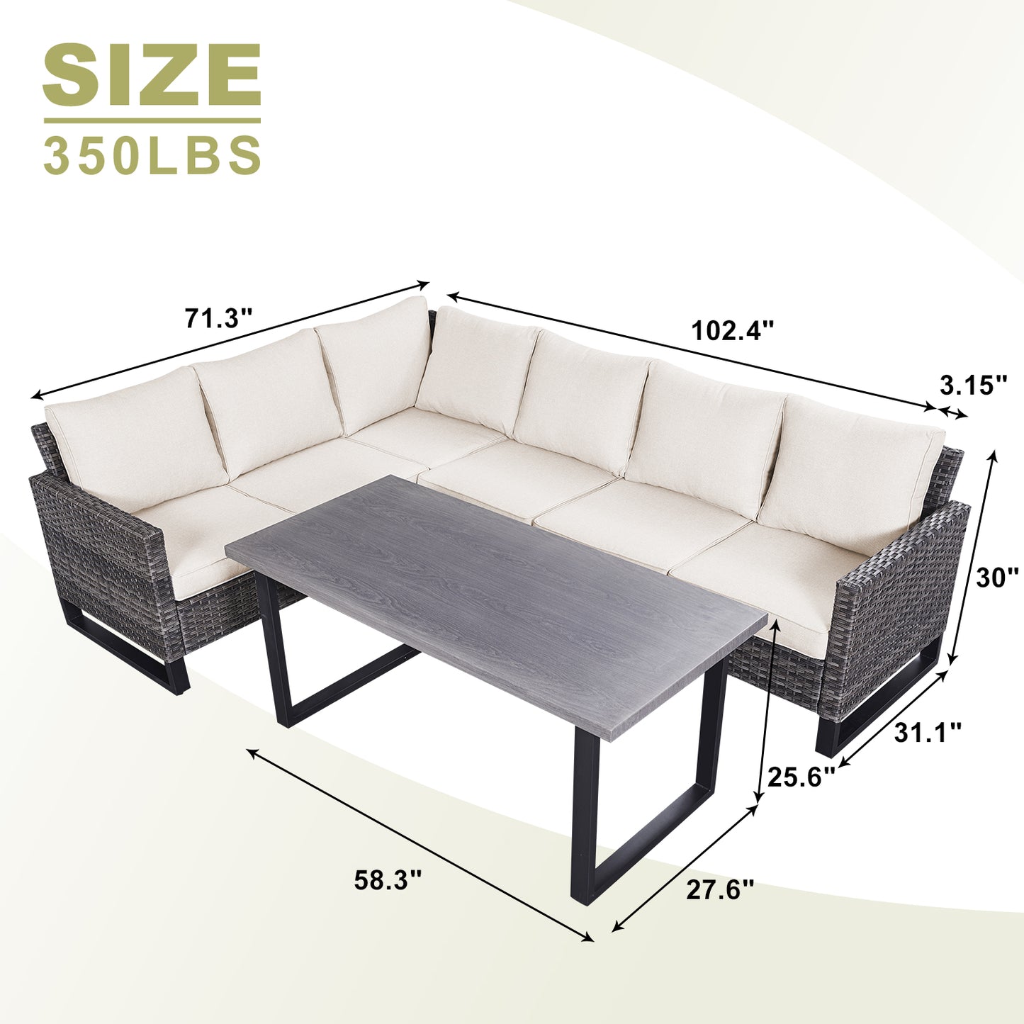 Save 50% - 7-Piece Large Sectional Set with Coffee Table, GRS Series