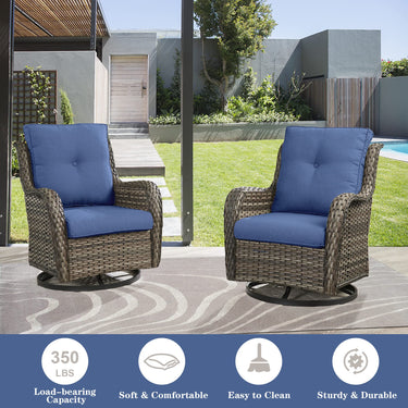 Save 60% - Outdoor 2PC PE Rattan Swivel Glider Chairs, NTC Series - Belord