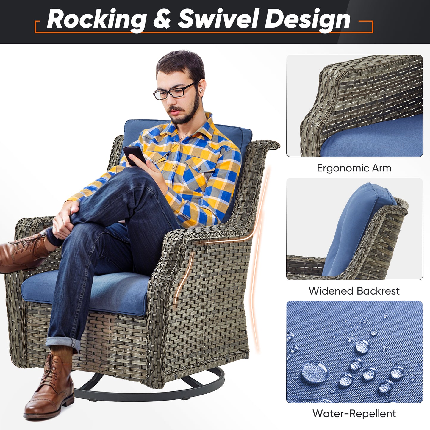 Save 60% - Outdoor 2-Piece Swivel Glider Chairs, NDC Series