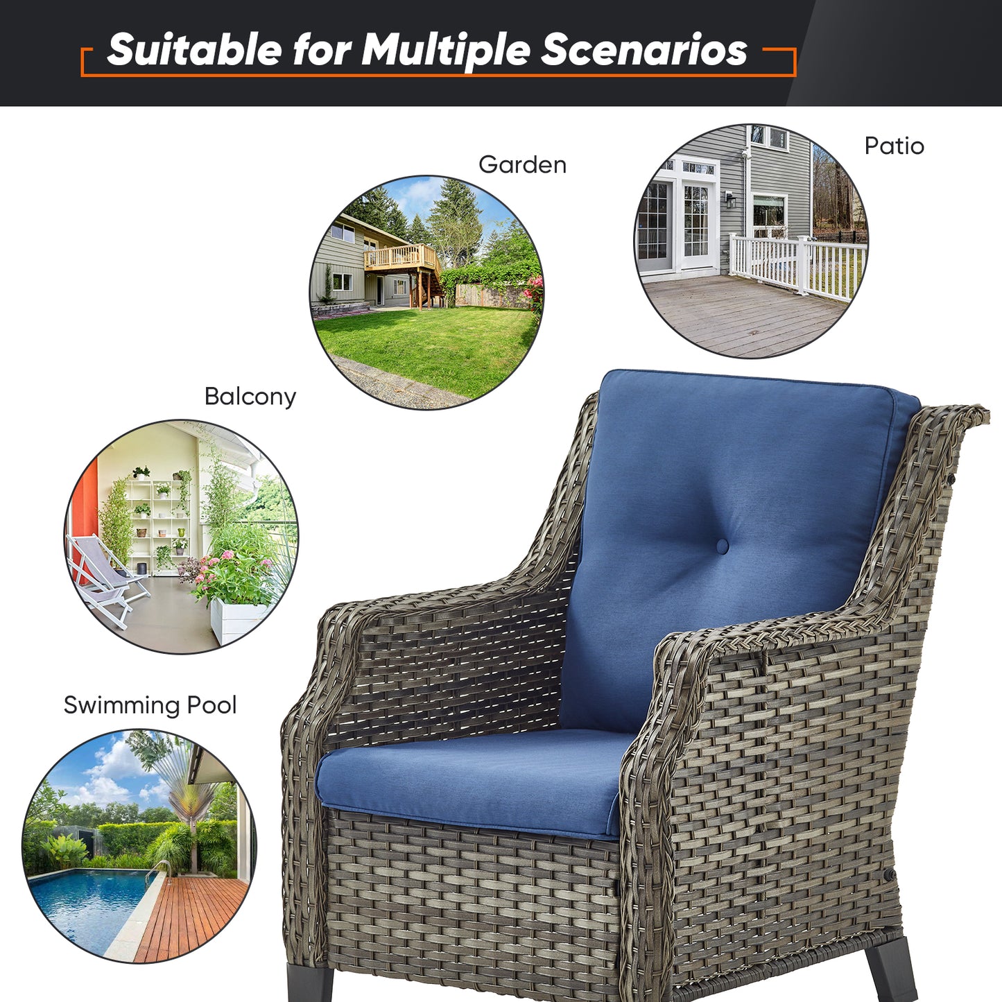 Save 50% - Outdoor 2-Piece Patio Chairs, NDC Series